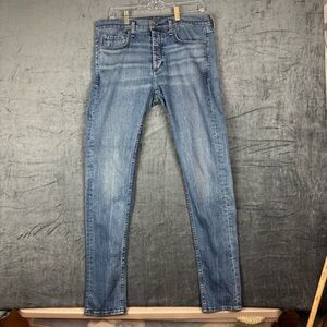 Rag & Bone Blue Slim Jeans with Distressed Look